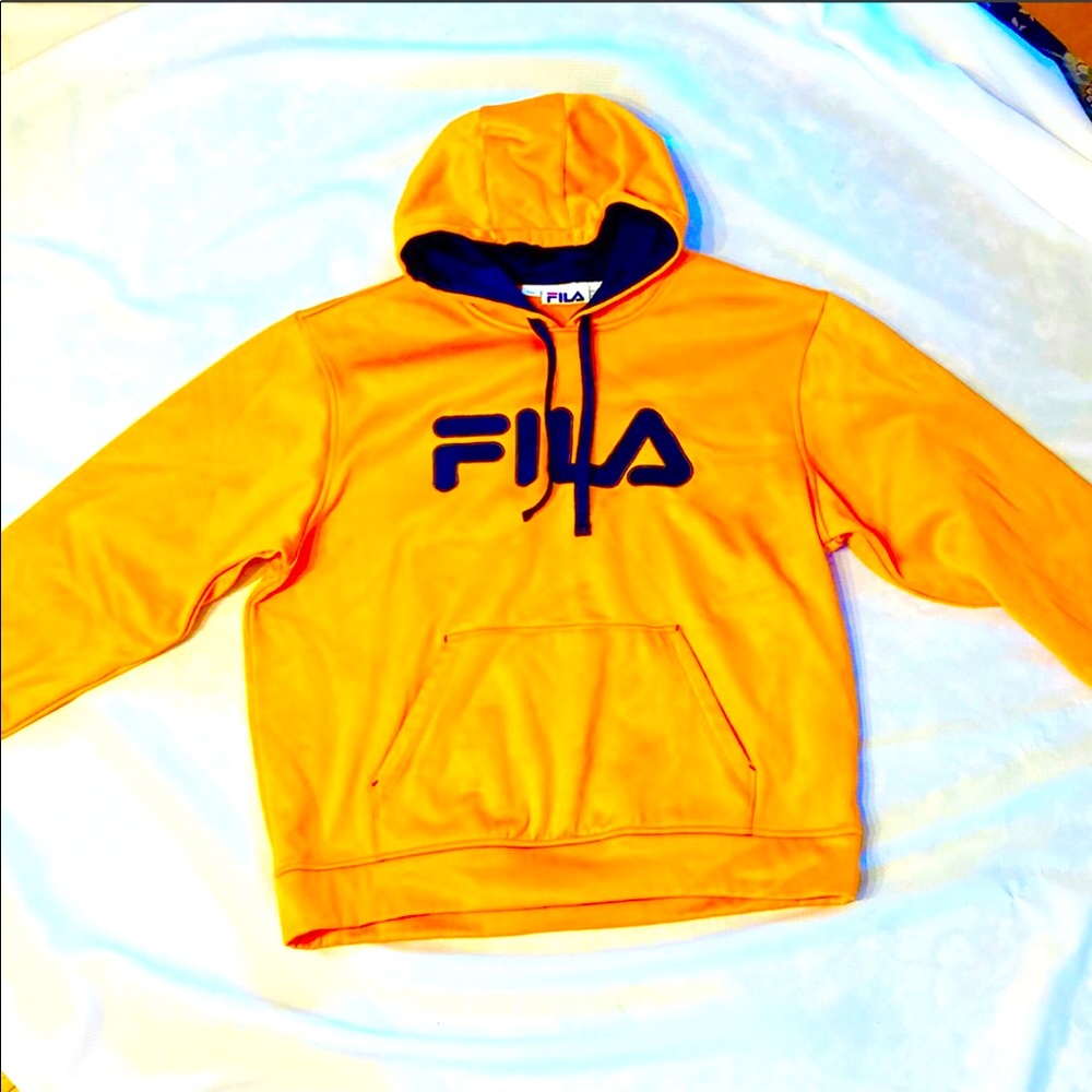 Fila orange and black nylon hoodie size Large